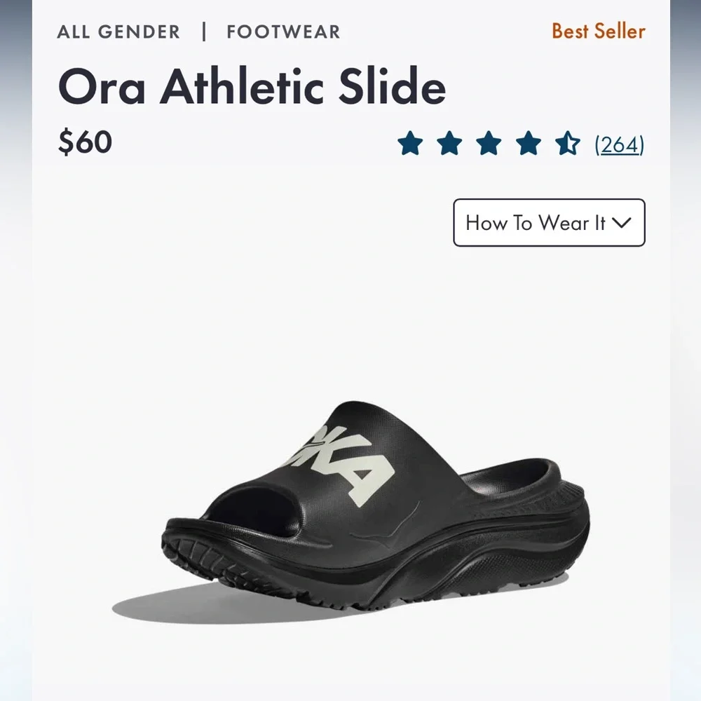 Hoka Ora Slide in Black with White Logo - Picture 7 of 14